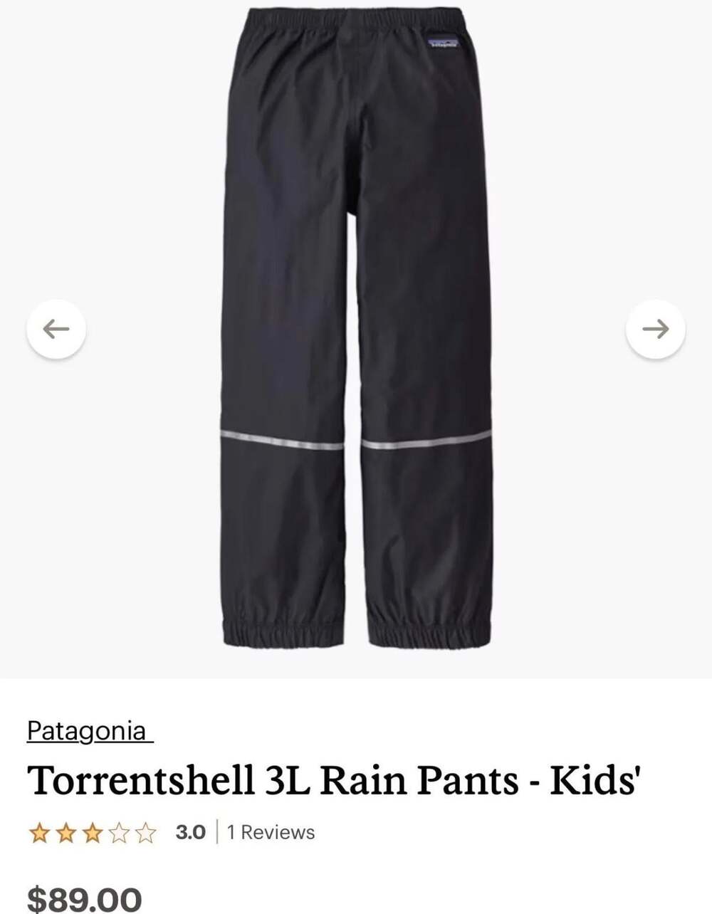 Patagonia Kids' Torrentshell 3L Rain Pants